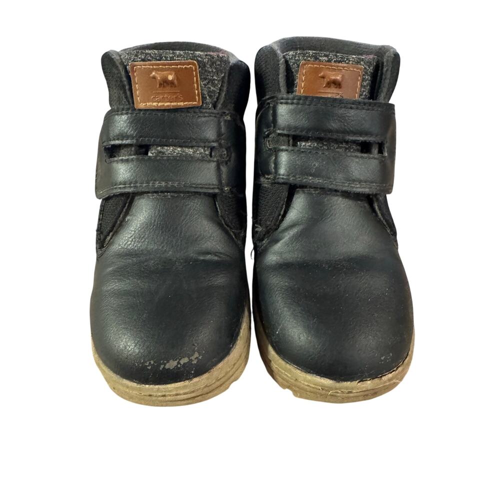Carter’s Toddler Boys Black Ankle Boots Hook & Loop Velcro Size 11 Winter